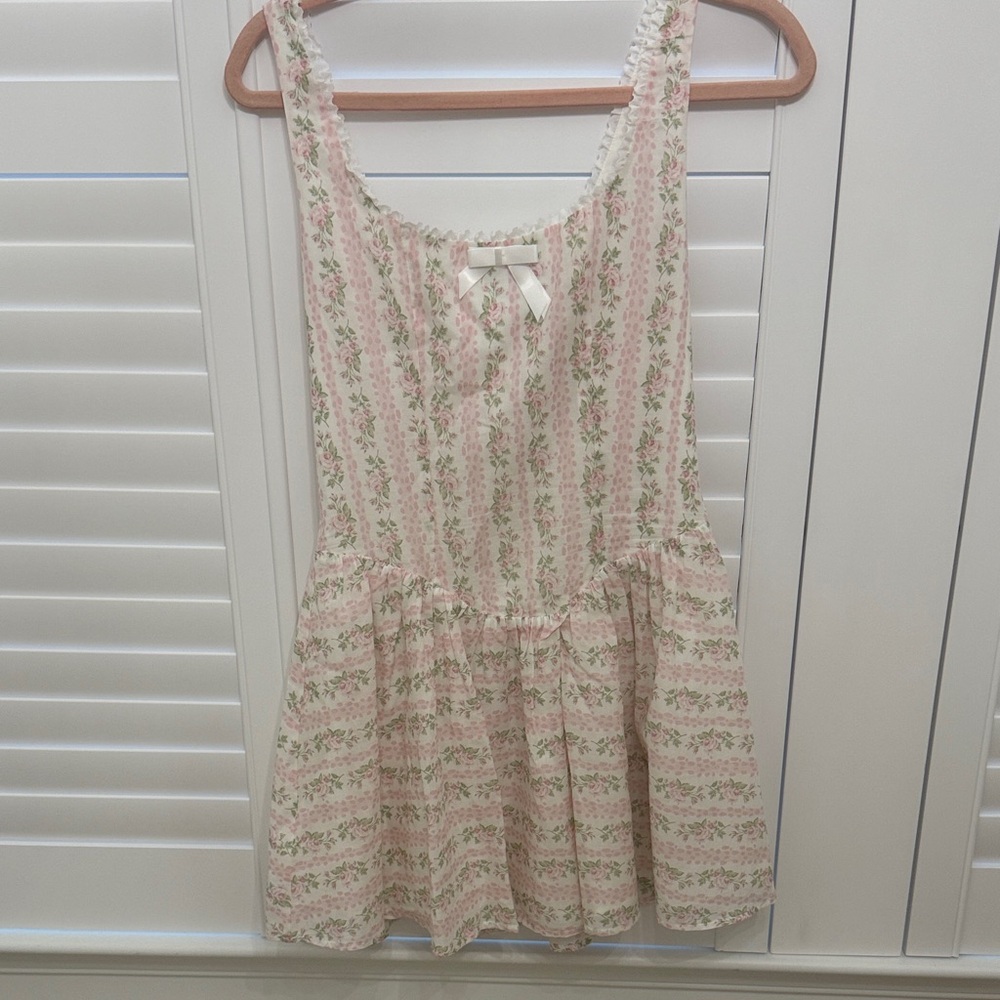 Floral Pink and White Sleeveless Dress size Small